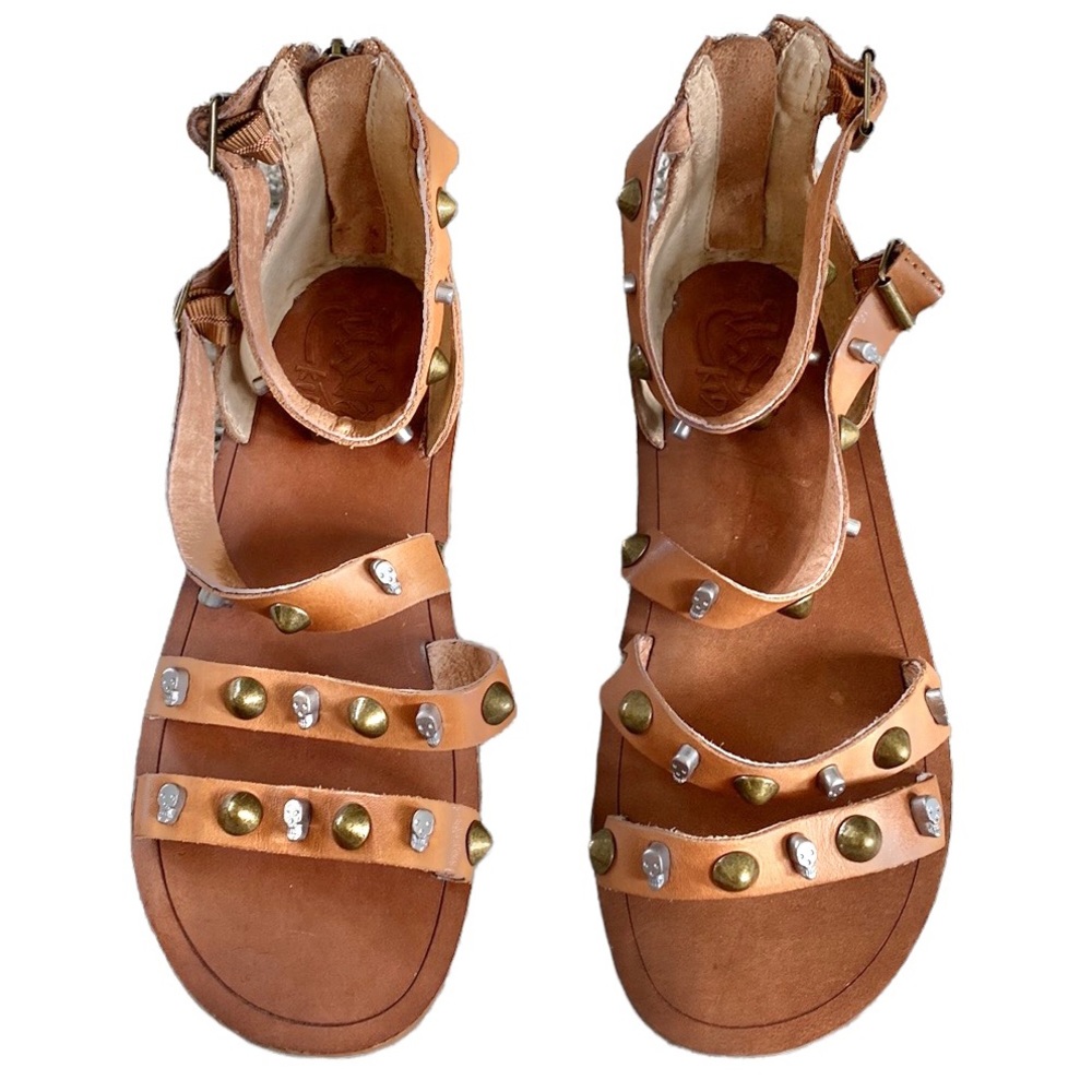 Ash Kids Girls Diabolo Caramel Studded Skeleton Skull Sandals 35 5 - Picture 2 of 11